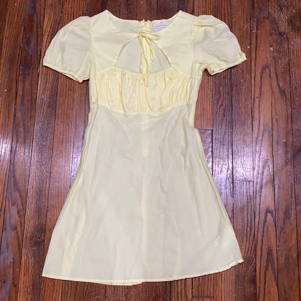 Pale Yellow Milkmaid Style Mini Dress